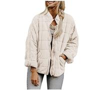 riou Abrigos Parka Mujer Invierno Largo Cuello Recto Sólido Chaquetas de Forro Polar de Bolsillo Suelta Chaquetón Termica Felpa con Capucha de Pelo Sintetico Cazadoras Talla Grande Cálido