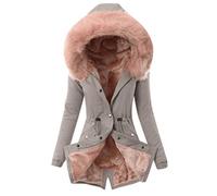 riou Abrigos Plumas Mujer Largo Invierno Chaqueta Parka Felpa Anoraks Slim Fit Camisa de Manga Larga Hoodie Cálido Outerwear al Aire Libre Slim Fit Chaquetas