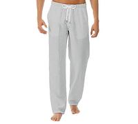riou Algodón Pantalones Largos Casual Transpirable Ropa para Hombre, Pantalon Lino Corto de Suaves y Cómodos, Pantalones Transpirables de Verano de Color Sólido,para Playa/Hogar/Uso Diario