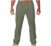 riou Algodón Pantalones Largos Casual Transpirable Ropa para Hombre， Pantalon Lino Corto de Suaves y Cómodos, Pantalones Transpirables de Verano de Color Sólido,para Playa/Hogar/Uso Diario