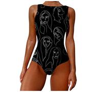riou Bañadores Mujer Reductores Tallas Grandes V-Cuello Halter Top Bikini Push Up Monokinis Cintura Alta Cross Back Elegante Acolchado Ropa de Baño de Playa Deportivo Swimsuit Original