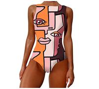 riou Bañadores Mujer Reductores Tallas Grandes V-Cuello Halter Top Bikini Push Up Monokinis Cross Back Bohemio Estampado Ropa de Baño de Playa Tallas Grandes Brasileños Modern Swimwear