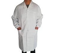 riou Bata Blanca Laboratorio Hombre Mujer Bata Blanca Laboratorio Medico Larga Algodón Manga Larga Batas Uniformes Sanitarios Escuela Trabajo Cospiay Ropa con Bolsillos y Botones