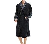 riou Bata Manta Polar Hombre Albornoz Barato Originales Algodon Lujo Bata de Forro Chal Super Suave Microfibra Tejido Transpirable Regalos Originales para Hombre