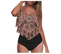 riou Bikinis Mujer 2025 Brasileño Sexy Push-Up Halter Tirantes Ropa de Playa de Dos Piezas Busto Ajustable Bañador de Baño Tops y Braguitas Bañador Natacion Talla Grande