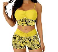 riou Bikinis Mujer Push Up Reductor Barriga Talla Grande Mode Halter Basic Tankinis Set Dividido Bañadores Cuello En V Bikini Top Y Braga Ajustable Adecuado Viajes Playa La Natacion
