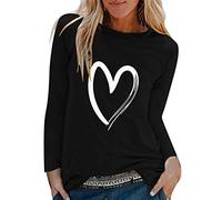 riou Blusas y Camisas de Mujer Manga Larga Otoño primavera Elegante Camiseta Estampado de Corazón Casual Túnica Delgado Sexy Tops Jersey