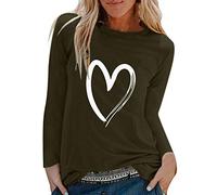 riou Blusas y Camisas de Mujer Manga Larga Otoño primavera Elegante Camiseta Estampado de Corazón Casual Túnica Delgado Sexy Tops Jersey