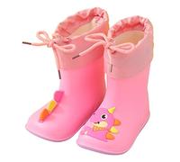 riou Botas de Lluvia Bebé Colorido Animal de Dibujos Animados Impermeable Felpa Niños Zapatos de Agua EVA Botas de Lluvia para niños al Libre Bota Compatible with Motociclista (G, 23 Infant)