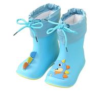 riou Botas de Lluvia Bebé Colorido Animal de Dibujos Animados Impermeable Felpa Niños Zapatos de Agua EVA Botas de Lluvia para niños al Libre Bota Compatible with Motociclista (H, 23 Infant)