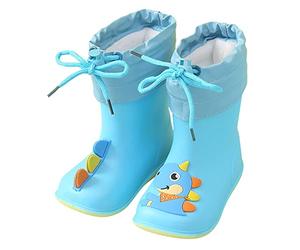 riou Botas de Lluvia Bebé Colorido Animal de Dibujos Animados Impermeable Felpa Niños Zapatos de Agua EVA Botas de Lluvia para niños al Libre Bota Compatible with Motociclista (H, 21 Infant)