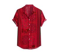 riou Camisa Hawaiana hombre Amarilla Estampado Hawai Camisa de Verano Ligeras Camisas de Ocio Elegante Clásica Ligero y Transpirable Camiseta Básica para el Tiempo Libre