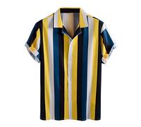 riou Camisa Hawaiana Hombre Barata Cuello V Slim Fit Camisa de Verano Sólido Playa Tops Blusa Talla Grande Chico Adolescente Camiseta Básica Regalo Original