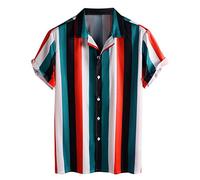 riou Camisa Hawaiana Hombre Barata Cuello V Slim Fit Camisa de Verano Sólido Playa Tops Blusa Talla Grande Chico Adolescente Camiseta Básica Regalo Original