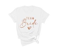 riou Camiseta Manga Corta Mujer Bride Blanca Rosa Team Bride T-Shirt Elegante Camisas Casual Suelta Cuello Redondo Graciosos Camiseta Novia Despedida de Soltera,Tops Novia del Equipo