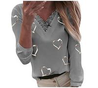riou Camiseta Manga Larga Mujer Otoño Retro Estampado Sudaderas Blusa Largo Cuello Redondo Cómodo y Cálido Elegante Fiesta Original Pull-Over Regalos Sudadera Deportiva S-3XL
