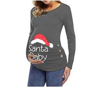 riou Camiseta Manga Larga Mujeres Embarazadas Navidad Impresión Sudaderas sin Capucha Navideño Ropa Premamá Jersey Suéter Hoodie Talla Grande Informal para Otoño Invierno
