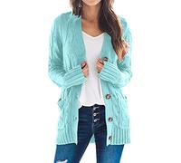 riou Cardigan Mujer Invierno Talla Grande Cárdigans con Botones cálidos Manga Larga Casual Rebeca Frente Abierto Señoras Moda Abrigos Deportivos Pullover Chal Largo