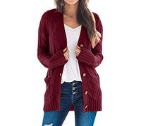 riou Cardigan Mujer Invierno Talla Grande Cárdigans con Botones cálidos Manga Larga Casual Rebeca Frente Abierto Señoras Moda Abrigos Deportivos Pullover Chal Largo