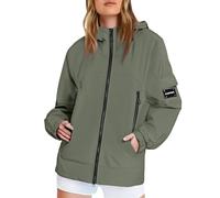 riou Chaqueta Impermeable Ligera Para Mujer a Prueba De Agua Chaqueta De Lluvia Con Capucha Portable Ligera Casual Chubasquero Largo Talla Grande Deporte Cremallera Cazadoras Raincoat