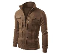 riou Chaqueta Militar de Algodón Hombre Invierno Clásica al Aire Libre Jacket Cazadora Aviador Ligera Abrigo Cuello Alto Forro Polar Suave Trekking Outdoor Senderismo Escalada Ciclismo Running