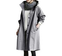 riou Chubasquero Mujer Impermeable Largo Chaqueta Cortavientos Aire Libre Cazadora Ligero Transpirable Abrigo a Prueba de Viento y Agua, Exteriores Gabardina Raincoat Lluvia con Capucha