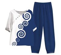 riou Conjunto Dos Piezas Mujer 2 Pcs Casual Suelto Tallas Grandes Conjunto Pantalon Y Blusa Suave Y Cómodo Ropa De Deportivo Vacaciones Fiesta Oficina Negocios Vestir Playa