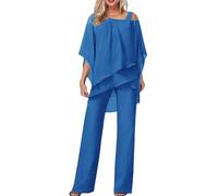 riou Conjunto Mujer Vestir dos Piezas Verano Moda Casual elegante Camiseta Manga Largos y Monos Traje de Dos Piezas para Mujer Chandal Primavera y Verano