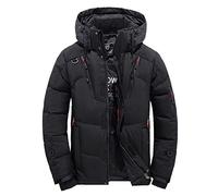 riou Hombre Gruesos Pato Blanco Abajo Chaqueta Invierno cálido Manga Gruesa Manga Larga con Capucha Abrigo Cremallera Tamaño Grande M~XXXXL (Black, M)