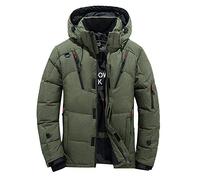 riou Hombre Gruesos Pato Blanco Abajo Chaqueta Invierno cálido Manga Gruesa Manga Larga con Capucha Abrigo Cremallera Tamaño Grande M~XXXXL