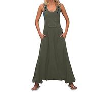 riou Mono Jumpsuit Corto Mujeres Verano Playa Pantalón de Tirantes Conjunto de Pantalones de Pierna Ancha Jumpsuits Overalls con Bolsillo para Mujeres Pierna Suelta Pantalones Largos