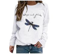 riou Mujer Sudaderas Sin Capucha Hoodie Cuello Redondo Suelta Abrigo de Otoño Tops Vintage Otoño Invierno Talla Grande Chica Hip Hop Camiseta Chaqueta Deportes S-5XL