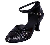 riou Mujeres&Niña Zapatos Latinos de Baile salón Casuales Zapatos Latinas de Baile Dance Square Shoes Calzado Cómodo y Antideslizante Sandalias con Punta Abierta Oro 35-43