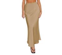 riou Ofertas Flash del Dia Falda Satinada Mujer Midi, Falda Saten Mujer, Falda Larga Mujer Elegante, Falda De Cintura Alta, Falda Blanca Larga,Faldas Mujer Verano Largo,Faldas Largas Mujer Verano