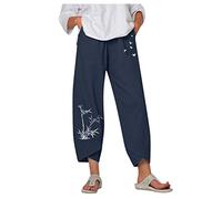 riou Pantalón de Pierna Ancha para Mujer Informal Bohemio Floral Pantalones Deportivos Cintura Elástica Suelto Pantalon Baggy Transpirable y cómodo Danza Pilates Yoga Pants Running