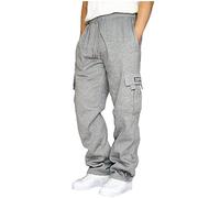 riou Pantalones de Chándal para Hombre Casuales Deporte Elásticos Joggers Largos Pants con Bolsillos Pantalón Anchos Cinturón Talla Grande Ropa de Hombre Pantalones de Trekking Originales S-5XL