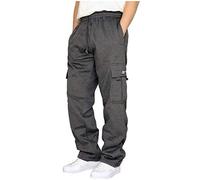 riou Pantalones de Chándal para Hombre Casuales Deporte Elásticos Joggers Largos Pants con Bolsillos Pantalón Anchos Cinturón Talla Grande Ropa de Hombre Pantalones de Trekking Originales S-5XL