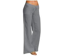 riou Pantalones Mujer Comodos Verano Talla Grande Pantalones Casual Transpirable Pantalones Rectos con Bolsillos y Cordón Jogger Sweatpant para Yoga Jogging Fitness Running
