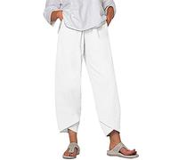 riou Pantalones Mujer Verano 7/8 Informal Vintage Floral Pantalones Casuales con Bolsillos Suelto Pantalones de Playa Transpirable y cómodo Pantalones de Playa Original Regalo