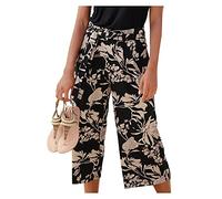 riou Pantalones Mujer Verano Frescos Baratos Talla Grande Boho Estampado Floral Pantalón de Pierna Ancha Casual Cómodos Pantalones de Playa Casuales fluidos Hippie Danza Pilates Yoga Pants
