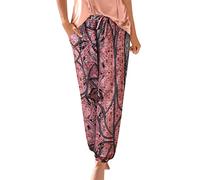 riou Pantalones Mujer Verano Frescos Baratos Talla Grande Boho Estampado Floral Pantalón de Pierna Ancha Casual Cómodos Pantalones de Playa Casuales fluidos Hippie Danza Pilates Yoga Pants