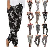 riou Pantalones Mujer Verano Frescos Baratos Talla Grande Boho Estampado Floral Pantalón de Pierna Ancha Casual Cómodos Pantalones de Playa Casuales fluidos Hippie Danza Pilates Yoga Pants