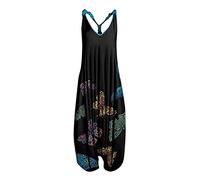 riou Peto Mono Elegante para Mujer Verano Barato Monos Sin Mangas Bolsillo Lateral Suave y Cómodo Retro Pantalones de Pierna Ancha Rompers Playsuit Regalo Original