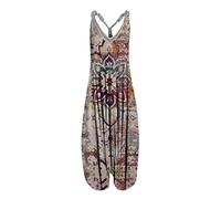 riou Peto Mono Elegante para Mujer Verano Barato Monos Sin Mangas Bolsillo Lateral Suave y Cómodo Retro Pantalones de Pierna Ancha Rompers Playsuit Regalo Original