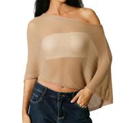 riou Poncho Tops Mujer Verano Asimétrico Tejido Camisolas Playa de Bikini Tank Top Suelta Mesh Transparente Cover Up Casual Blusa Playeras Pareos para Playa Vacaciones Viajes