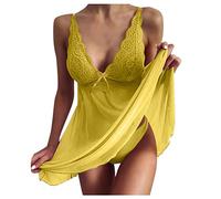 riou Ropa interior Mujer Sexy Abierta Bodysuit Sujetador y Panty Liga Conjunto Ropa Interior Atractiva De Muselina Ropa de Dormir Mini Bodydoll Lenceria Lingerie Pijamas Negro Rojo