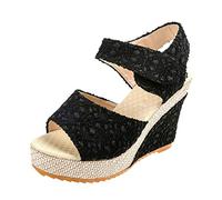 riou Sandalias Mujer Plataforma Esparto Verano Casual Alpargatas de Cuña Plateau Moda Punta Abierta Boca de pez Comercio Exterior Sandalias de Estilo Romano, Zapatos de Playa para Mujer 2021