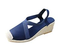 riou Sandalias Mujer Plataforma Esparto Verano Casual Alpargatas De Cuña Sandalias Boca De Pez Fondo Plano Vintage Lindo Transpirables Zapatos Casual Roma Vacaciones Talla 36-43
