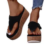 riou Sandalias Mujer Verano 2024 Plataforma Plateau Alpargatas Cuña Casual Sandalias Plateau Antideslizantes Ligero y Cómodo Zapatos Bohemias Casual Roma Estilos Calzado Informal 35-43