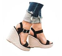 riou Sandalias Mujer Verano Plataforma Esparto Casual Alpargatas De Cuña Sandalias Boca De Pez Fondo Plano Antideslizantes Calzado Flip Flop Zapatos Casual Roma Casual Fiesta Tacones Altos